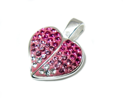 Stříbrný přívěšek Swarovski komponent 925/1000 ( srdce napůl 011)