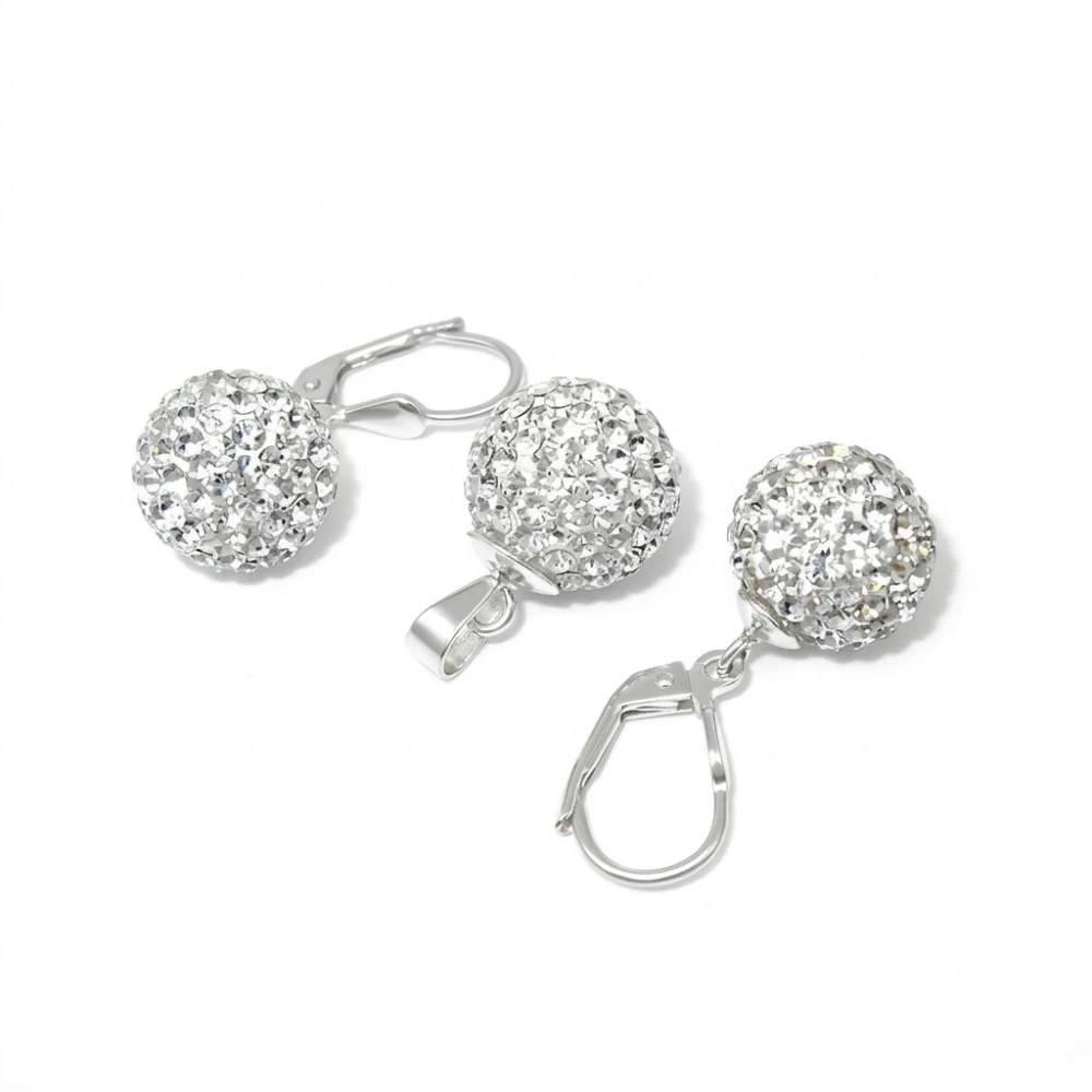 Šperky Nina - Stříbrná souprava 925/1000 s krystaly Swarovski – Třpytivé koule - set ag 030