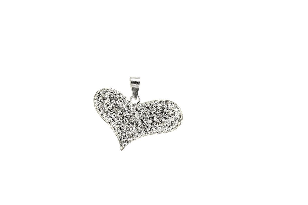Šperky Nina - Stříbrný přívěšek srdce s kamínky Swarovski komponent 925/1000 - pri ag kam H 096