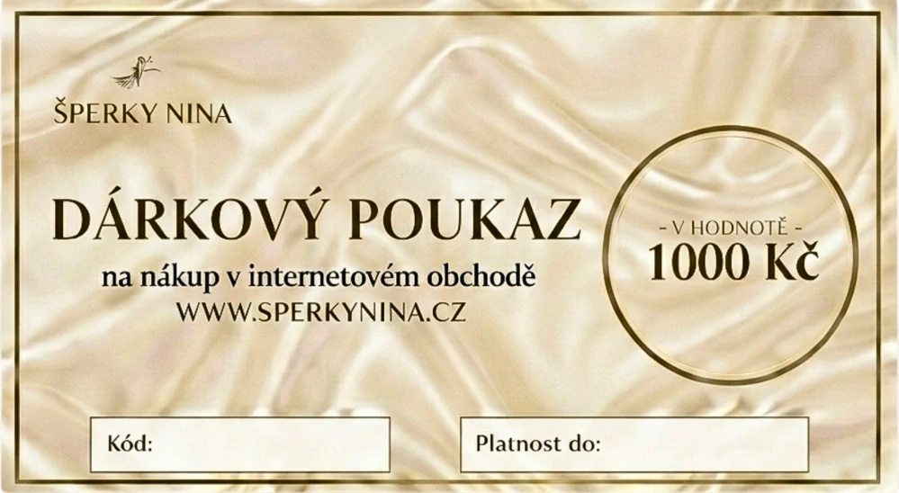 Šperky Nina - Dárková poukázka 1000 Kč - cert1000