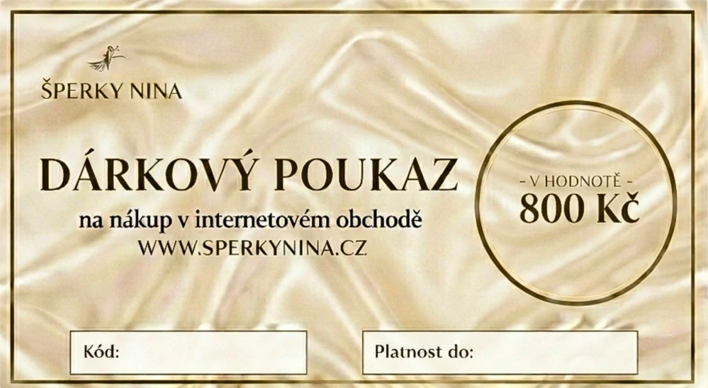 Šperky Nina - Dárková poukázka 800 Kč - cert800