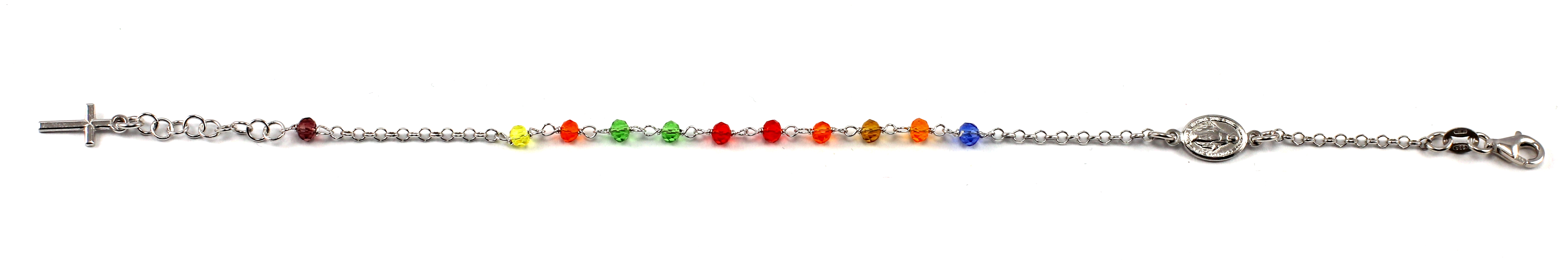 Šperky Nina - Stříbrný náramek - růženec barevný 925/1000 - nar ag H 320