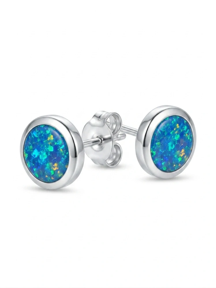 Šperky Nina - Stříbrné náušnice Ocean Opal se zářivými odlesky 925/1000 - ns ag kam h 322