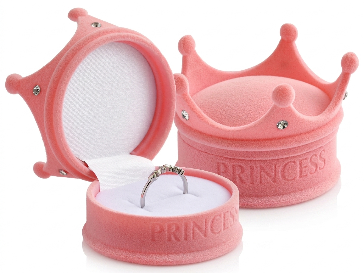 Šperky Nina - Sametová dárková krabička růžová korunka Princess - krab55