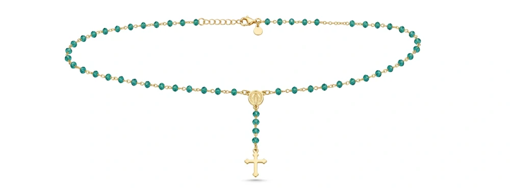 Šperky Nina – Pozlacený stříbrný růženec Emerald (50,5 - 55,5 cm) 925/1000 – ret zlac 012