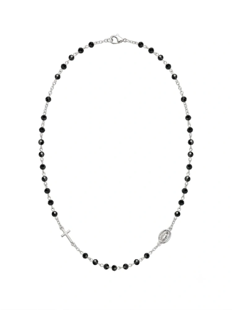 Šperky Nina – Stříbrný náhrdelník růženec – Temná hvězda Noir 925/1000 (48,5 – 50,5 cm) - nahr 513
