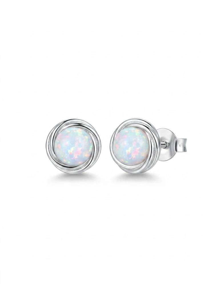Šperky Nina – Stříbrné opálové náušnice Mléčná dráha 925/1000 (7 mm) - ns ag kam h 330