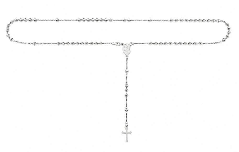 Šperky Nina – Celostříbrný náhrdelník Růženec s předním zapínáním (50 + 9 cm) 925/1000 - ret 800