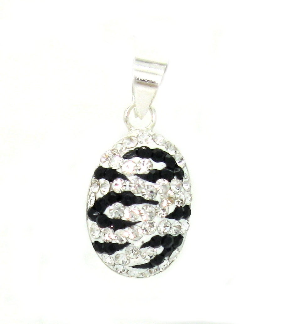 Stříbrný přívěšek Swarovski komponent 925/1000 ( černo - bílý - zebra)