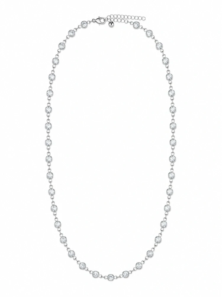 Šperky Nina – Stříbrný náhrdelník Zářivá linie s čirými zirkony (44 – 47 cm) 925/1000 - nahr 529