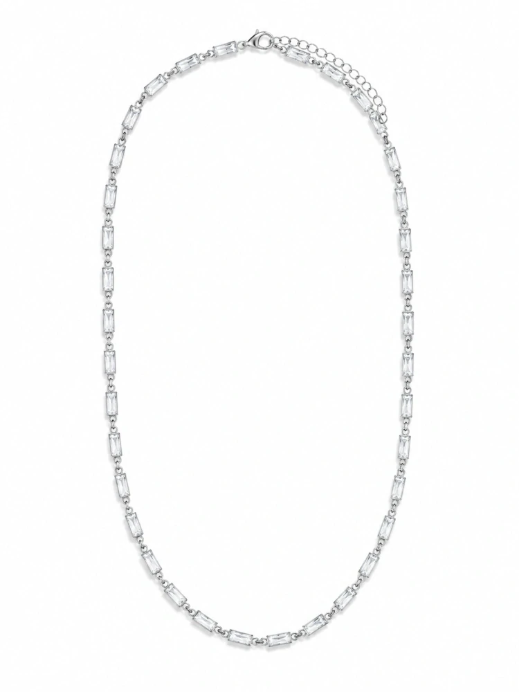 Šperky Nina – Stříbrný náhrdelník Ledová záře s obdélníkovými zirkony (40 – 45 cm) 925/1000 - nahr 532
