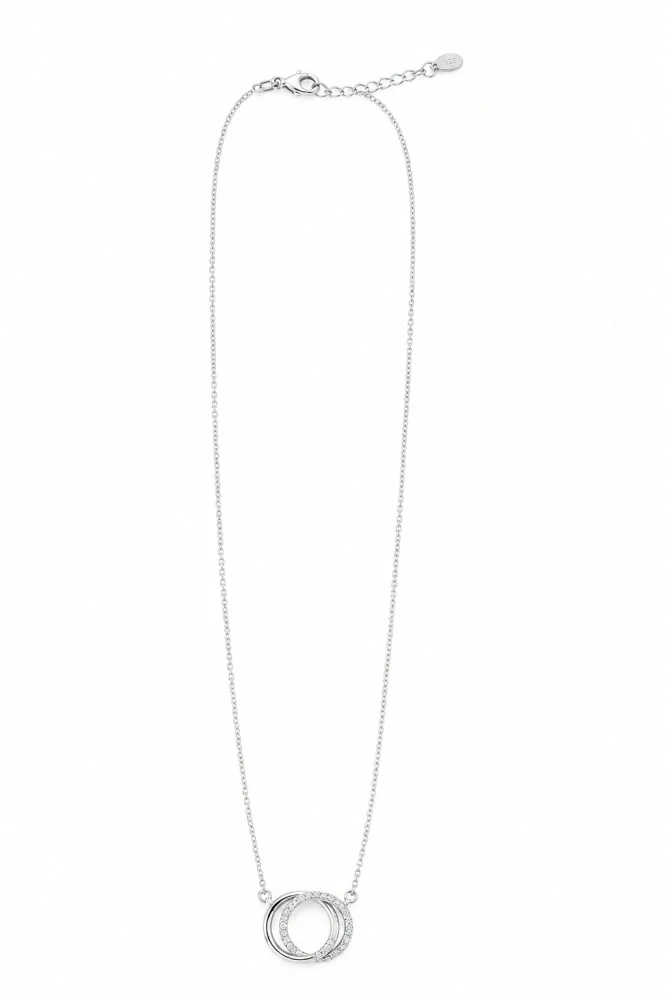 Šperky Nina – Stříbrný náhrdelník Kruh osudu se zirkony (42 – 44,5 cm) 925/1000 - nahr 548