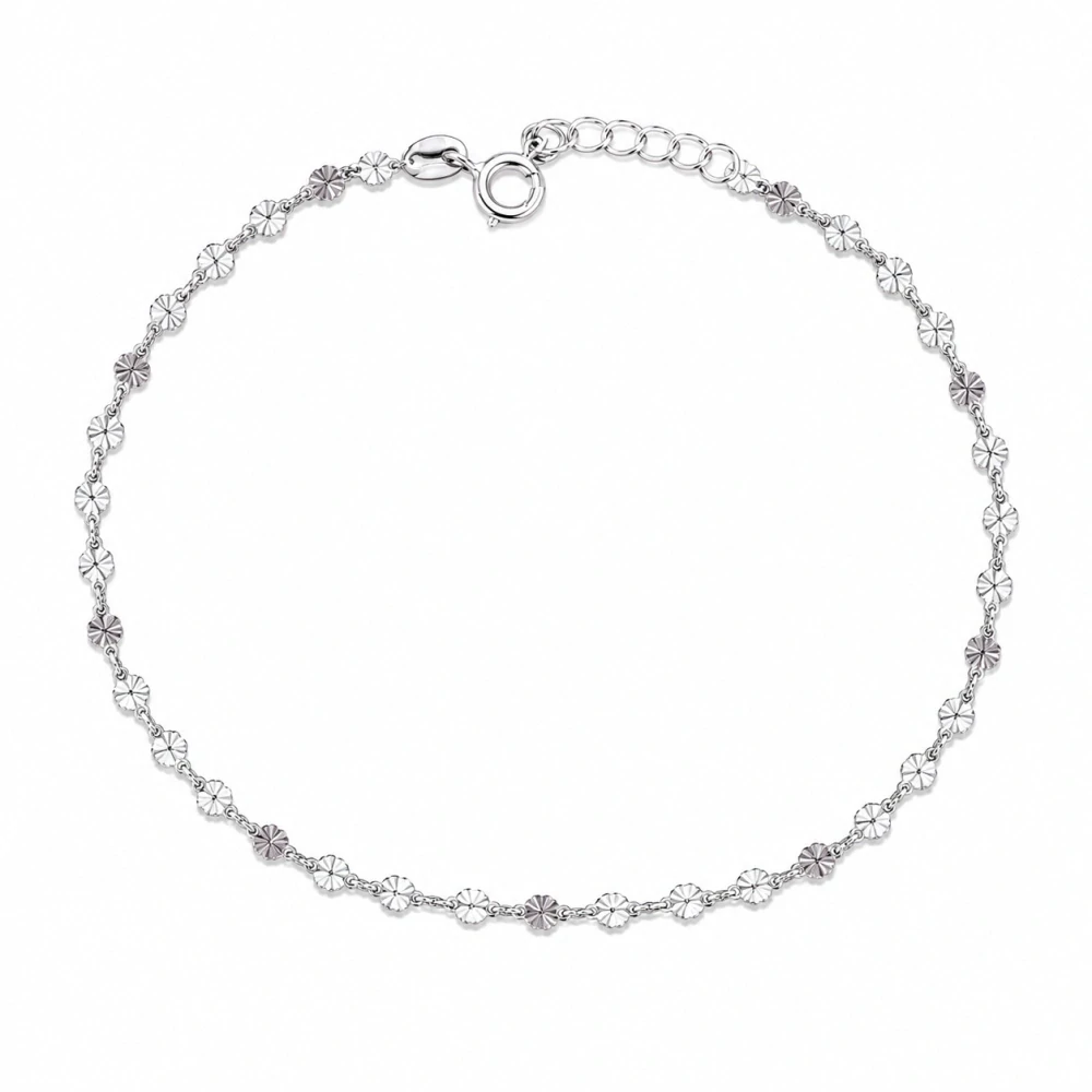 Šperky Nina – Stříbrný nákotník Třpytivé letní kytičky (23,5 – 26,5 cm) 925/1000 - nak 340