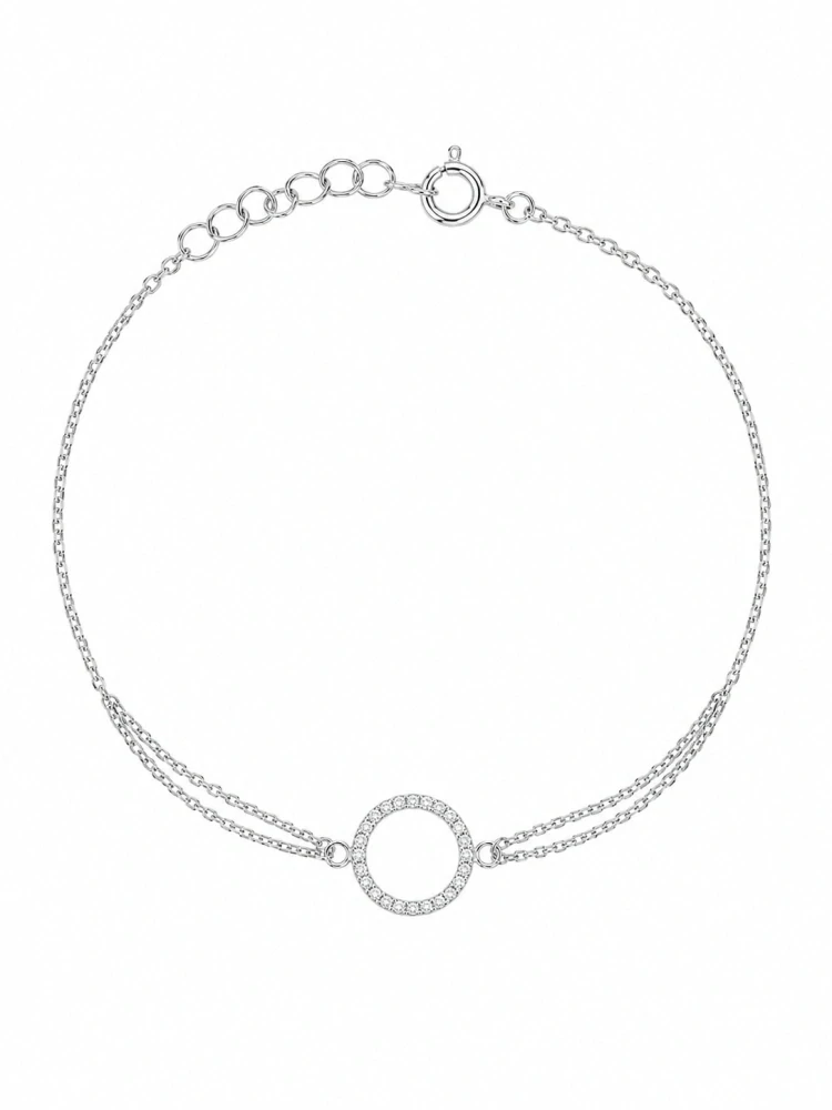 Šperky Nina – Dvojitý stříbrný náramek Karma se zirkony (16 – 20,5 cm) 925/1000 - nar 550