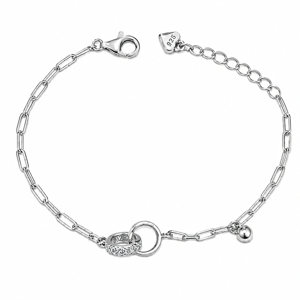 Šperky Nina – Stříbrný náramek Propletené kruhy se zirkony (16,5–19,5 cm) - nar 552
