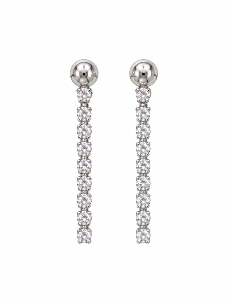 Šperky Nina – Stříbrné náušnice s linií čirých zirkonů (22 mm) - ns kam 508