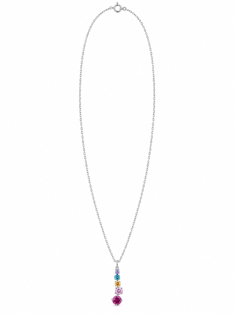 Šperky Nina – Stříbrný náhrdelník Kaskáda s barevnými zirkony (45 cm) - nahr 571