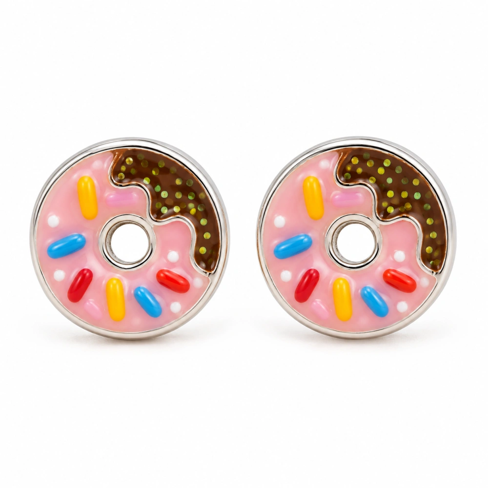 Šperky Nina – Dětské stříbrné náušnice Sladké donuty (7 mm) - det 39