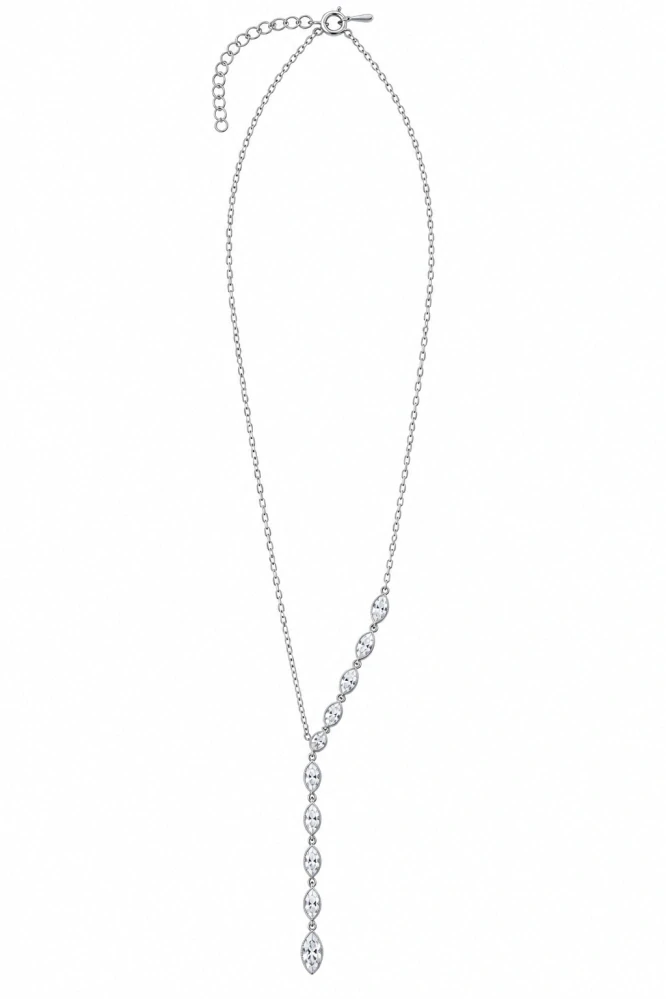 Šperky Nina – Stříbrný náhrdelník Y s markýzovými zirkony (41,5–46 cm, 4,2 g) 925/1000 - nahr 574