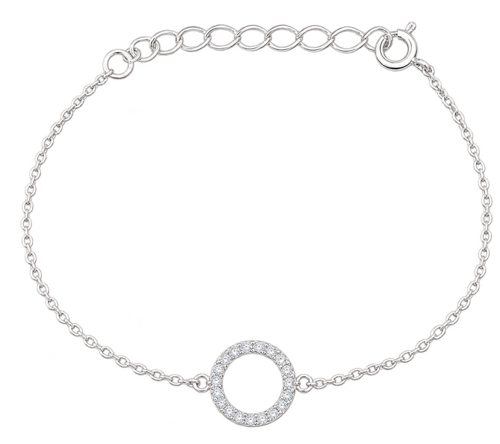 Šperky Nina – Jemný stříbrný náramek Třpytivý kruh se zirkony (16–20 cm, 1 g) 925/1000 - nar 561