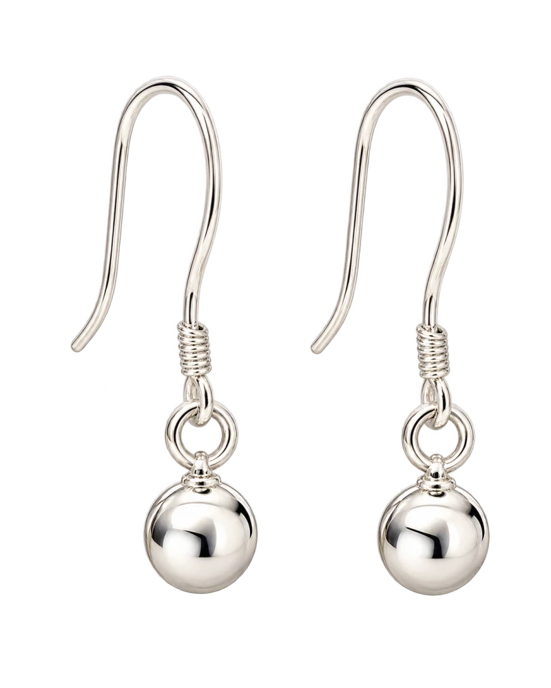 Šperky Nina – Visací stříbrné náušnice Hladké kuličky na háčku (5 mm, 1,3 g) 925/1000 - ns h 275