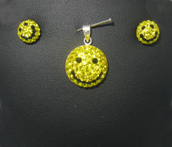 Stříbrná souprava s kameny Swarovski komponent 925/1000 (smile žlutý)