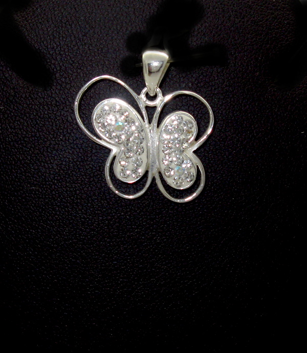 Stříbrný přívěsek Swarovski komponent motýl