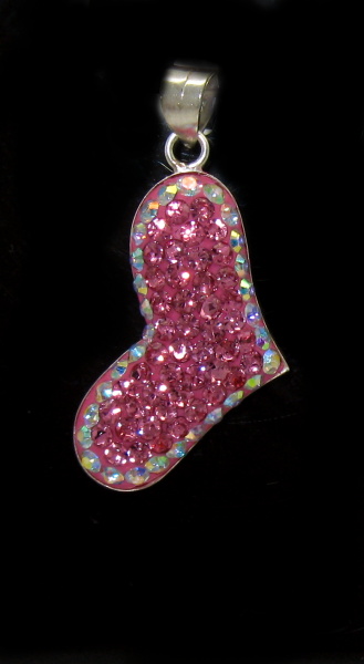 Stříbrný přívěšek 925/1000 (srdíčko swarovski komponent růžové 006)