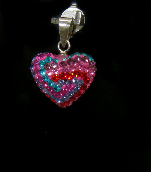 Stříbrný přívěšek s kamínky Swarovski komponent 925/1000 (srdíčko barevné romantic 90)