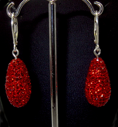 Stříbrné náušnice s kamínky Swarovski komponent 925/1000 (červené 87115427)
