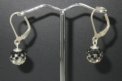 Stříbrné náušnice s kamínky Swarovski komponent 925/1000 (černo-bílé 78)