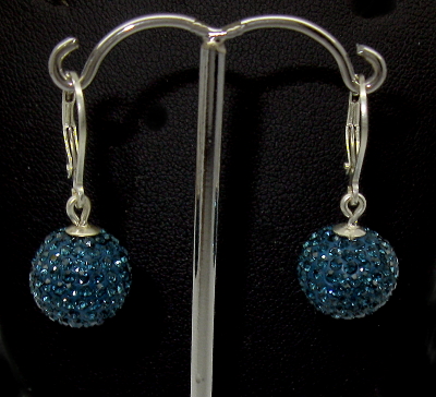 Stříbrné náušnice s kamínky Swarovski komponent 925/1000 ( modrá 0890)