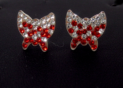 Stříbrné náušnice na puzetku 925/1000 s kamínky Swarovski komponent (motýlci 09)