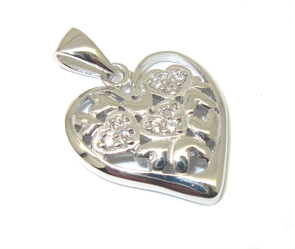 Stříbrný přívěsek srdíčko rhodium
