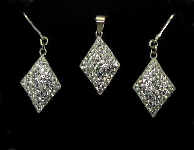 Stříbrný set 925/1000 - kosočtverec