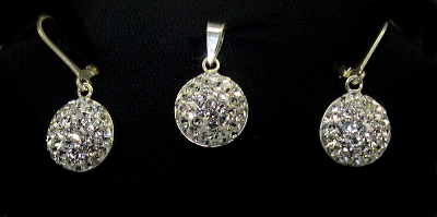 Stříbrný set Swarovski komponents 925/1000 ( půlkruh)