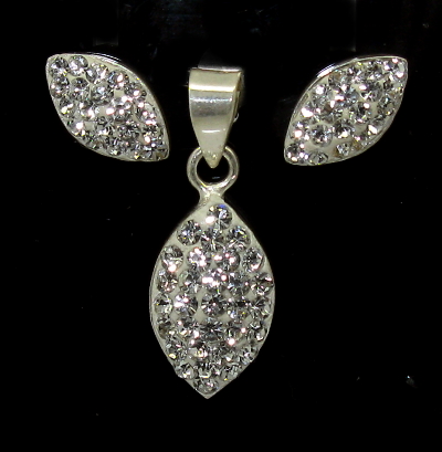 Stříbrný set Swarovski na puzetku