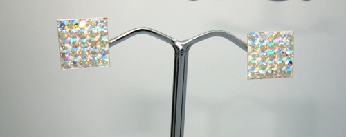 Stříbrné náušnice s kamínky komponent Swarovski 925/1000 (čtverec 7658900)