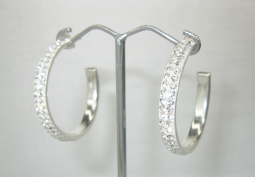 Stříbrné náušnice komponent Swarovski 925/1000 ( kruhy s kamínky 76)