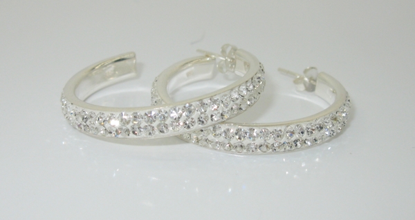 Stříbrné náušnice komponent Swarovski 925/1000 ( půlkruh 120)