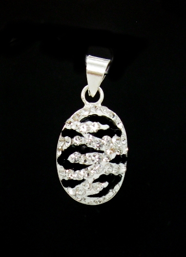 Stříbrný přívěšek Swarovski komponent 925/1000 ( černo - bílý - zebra)