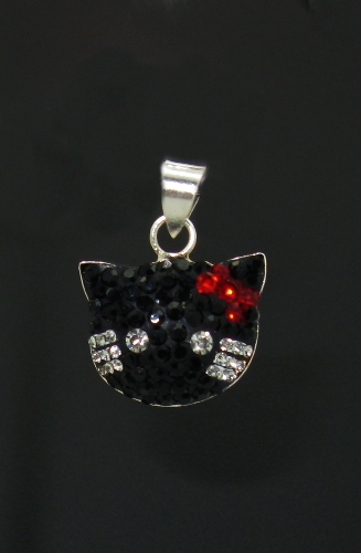 Stříbrný přívěšek Swarovski komponent 925/1000 (Kitty černá 09)