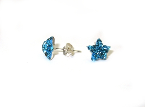 Stříbrné naušnice Swarovski komponent 925/1000 kámen ( hvězdička tyrkys 0999)