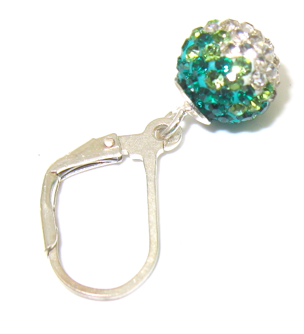 Stříbrné náušnice 925/1000 s kamínky Swarovski komponent ( zeleno - bílé 80)