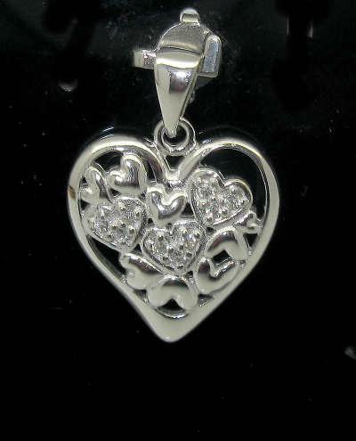 Stříbrný přívěsek srdíčko rhodium