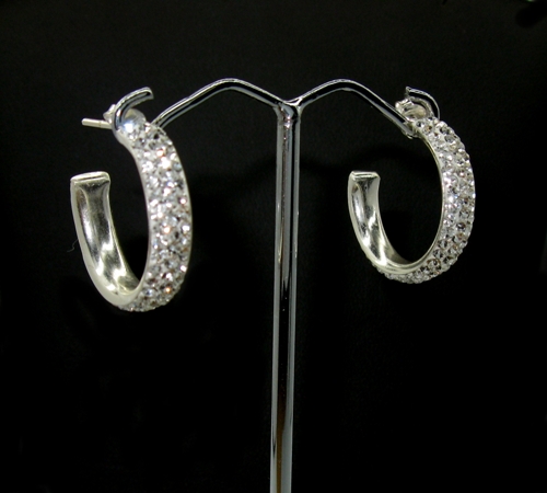 Stříbrné náušnice komponent Swarovski 925/1000 (půlkruhy s kamínky 80)