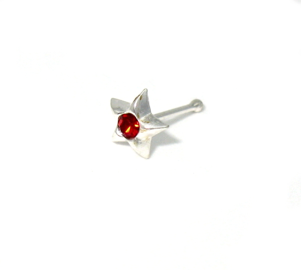 Piercing do nosu stříbrný 925/1000 ( červená hvězda)