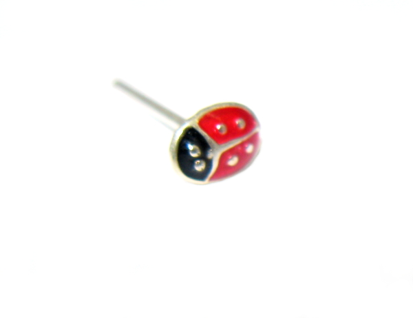 Piercing do nosu stříbrný 925/1000 (barevná beruška 01)
