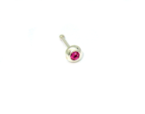 Piercing do nosu stříbrný 925/1000 ( červený kamínek 8)