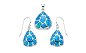 Šperky Nina - Stříbrná souprava s modrým opálem – Kapky oceánu 925/1000 - set opal 006